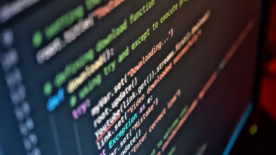 Lines of programming code on a computer screen